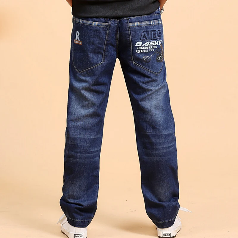 

Big boy autumn clothing 2016 new children boys jeans for kids spring and autumn pants slacks teenage casual straight mid jeans