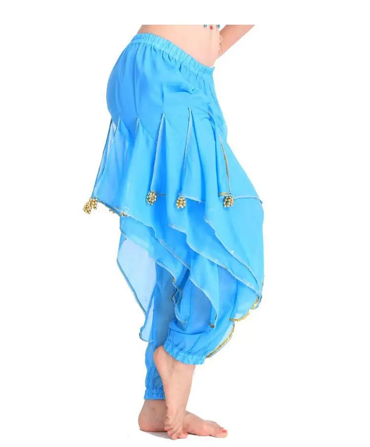 Египетский Болливуд 8 цветов танца живота юбки Пышная юбка танец живота брюки профессиональный костюм для индийского танца живота танцевальные брюки - Цвет: Небесно-голубой