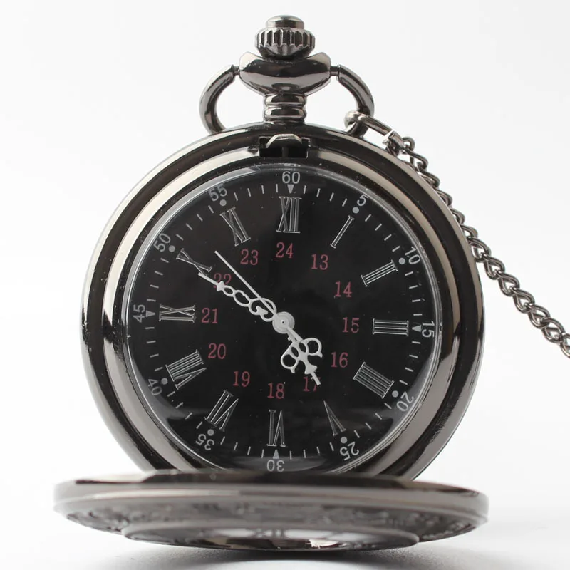 Высокое качество римские цифры чехол кварцевые карманные часы резьба гравированный брелок часы для мужчин и женщин подарок с цепочкой TD2011
