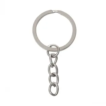 

DoreenBeads Key Chains & Key Rings Round dull silver color Keychain 5.1cm x 2.4cm,100 PCs