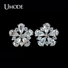 UMODE Brand Earings Hot Selling AAA Cubic Zirconia Flower Shaped Stud Earrings For Women Fashion Jewelry AUE0028