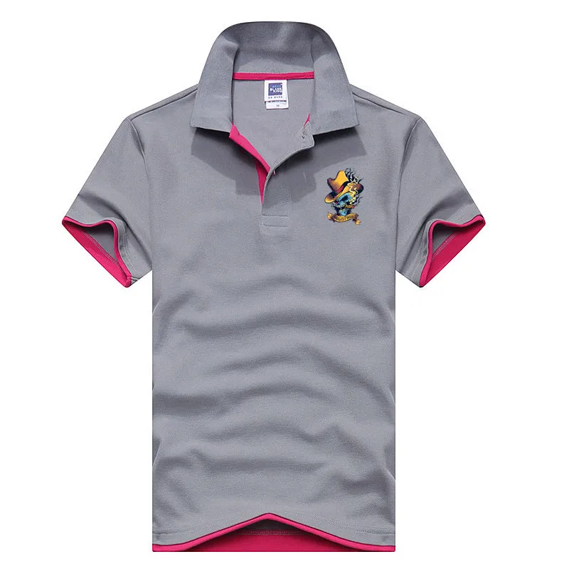 Брендовая Новая мужская рубашка поло, мужские хлопковые футболки-поло из полиэстера, рубашка с коротким рукавом, пародия с принтом размера плюс XS-3XL, мужская рубашка Поло - Цвет: gray  Rose red
