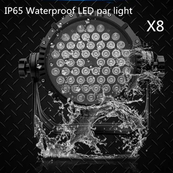 

8pcs 54x3W Waterproof LED Par Lights, RGBW LED Par DMX512 Professional Stage DJ Equipment Disco Lights IP65 Outdoor Effect Light