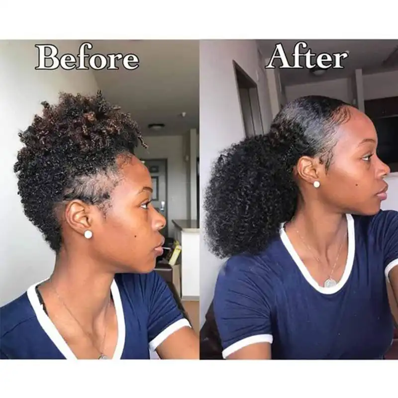 Ponytail Human Hair Mongolian Afro Kinky Curly Ponytail Remy 4b 4c