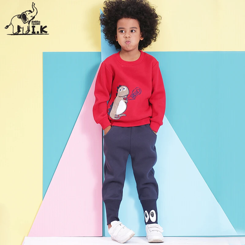 

I.K 2PCS Boys Sports Suits Two Piece Set Cotton Fashion Tracksuits Children Baby Clothing Spring Autumn Winter Pullover Pants