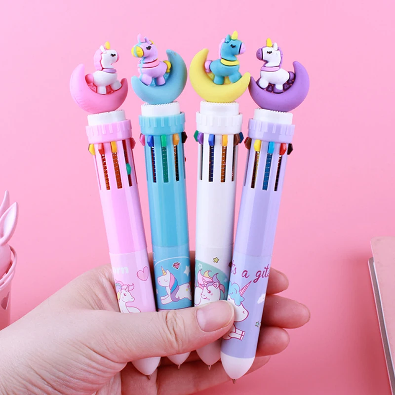 

10 Colors Moon Unicorn Ballpoint Pen Lovely cat paw Flamingo Ball Pens office school supplies kids gift Papelaria Escolar