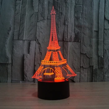 

Eiffel Tower design night light 7 colors change 3D Optical LED Illusion Lamp