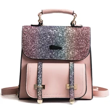 Women Backpack PU Leather Female Fashion Sequins School Bags Teenage Girls Korean Style Shoulder Bookpack Travel Bags mochila A5 burminsa brand korean style small women genuine leather backpack female travel bags pack causal ladies daypack for teenage girls