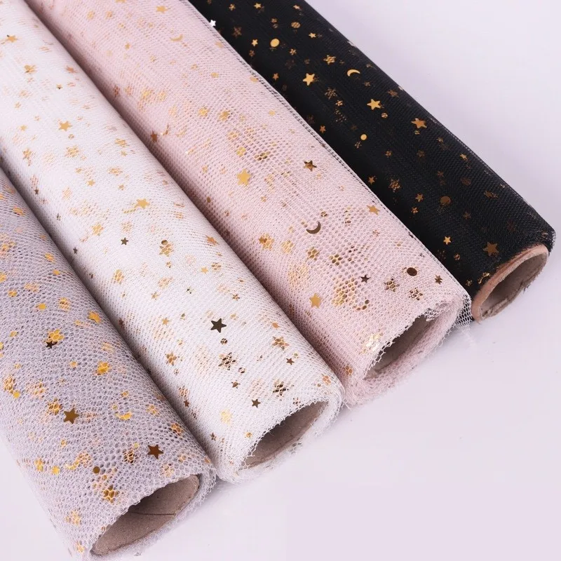 

2M/Roll Fantasy Sequins Star Moon Lace Mesh Flower Gift Wrapping DIY Scrapbook Craft Paper Florists Supplies Decorative Material