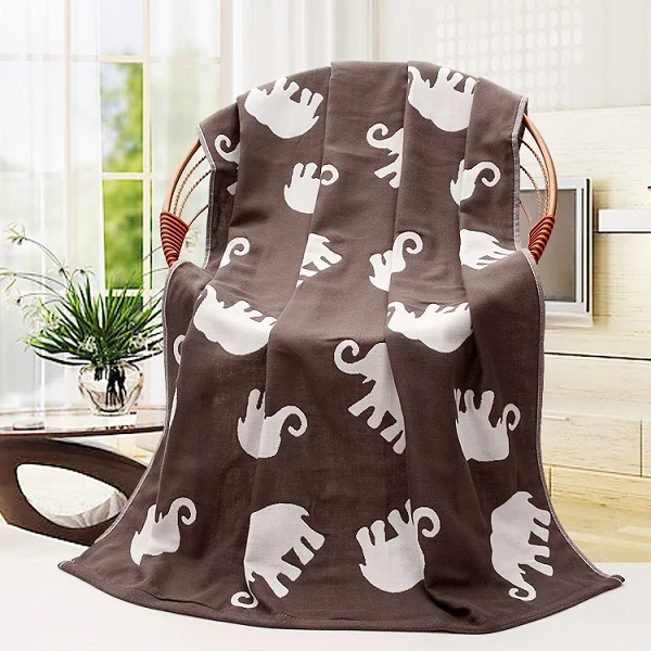 Хлопковое Марлевое трехслойное банное полотенце С Рисунком Слона кота с рисунком Кита домашний текстиль для ванной махровое полотенце пляжное полотенце 70*140 см - Цвет: 1