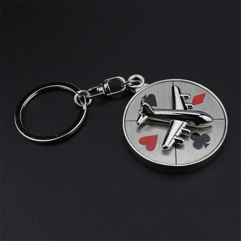 Good Quality Plane Compass Keychains Key Rings Holder Russian Roulette