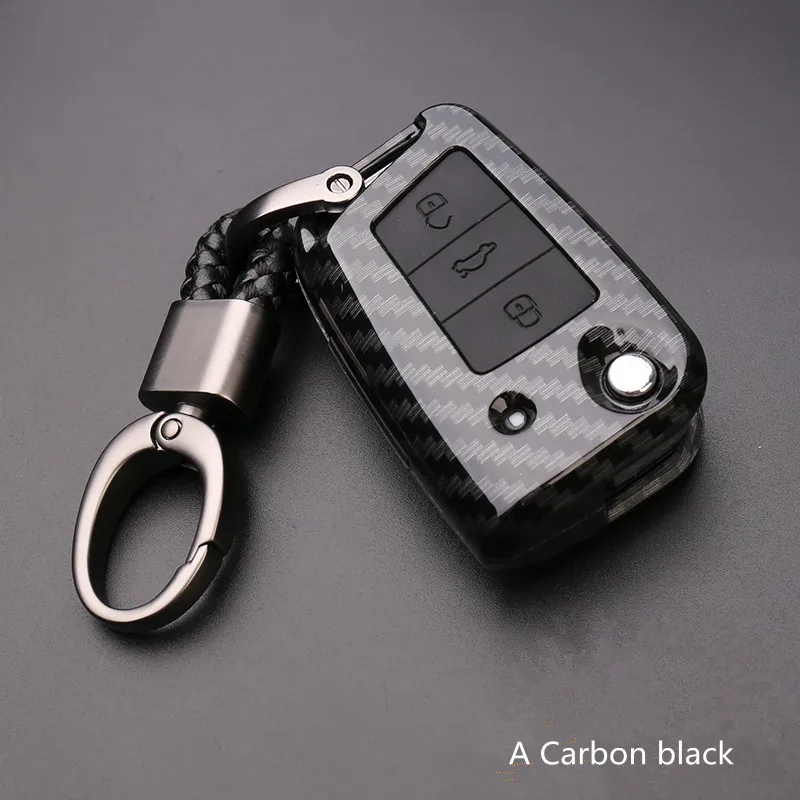 

Carbon Fiber Car Key Case Cover Holder For Volkswagen VW Golf 7 MK7 Tiguan Touran 2017 For Skoda Octavia A7 RS For Seat Leon