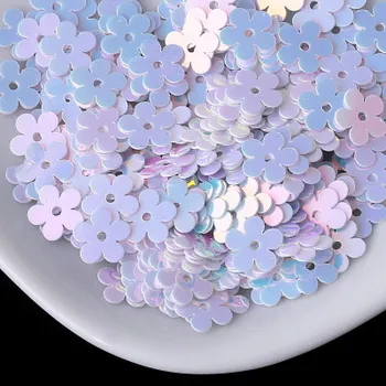 

7mm Flat Flower Platting Golden Centre Hole Loose Sequin Paillette Sewing,Wedding Craft DIY Garment Accessory White