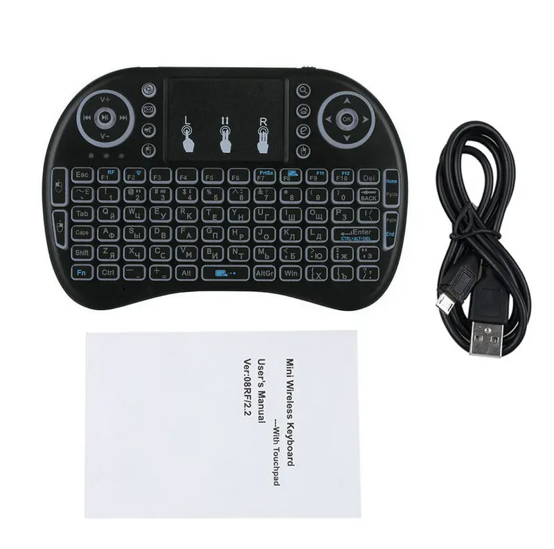 Подсветка мини клавиатура i8 Сенсорная панель air mouse Русский Английский Испанский Арабский пульт дистанционного управления для компьютера Android tv BOX x96 h96