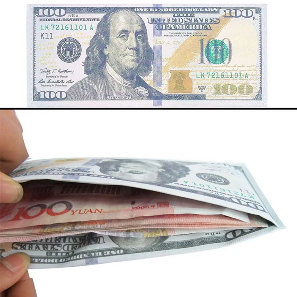 Hot Fashion Money Printing Pattern Wallet Mens Women Unisex Pound Dollar Euro Wallet Chic Currency Notes Pattern Purse