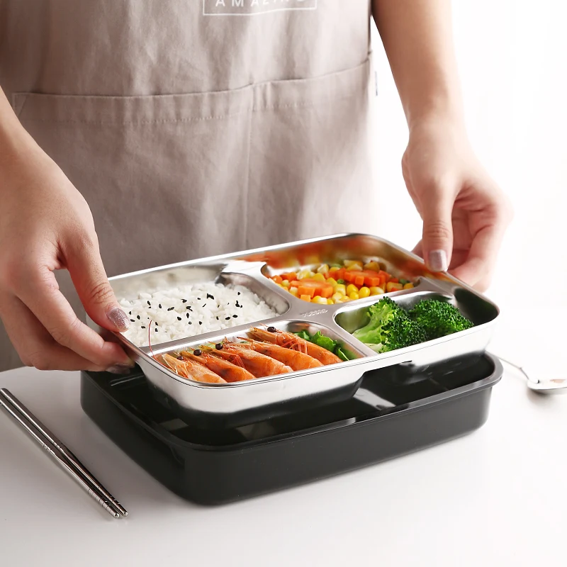 Oneisall Bento Ланч бокс кухонный пищевой контейнер из нержавеющей стали пластик 1200 мл