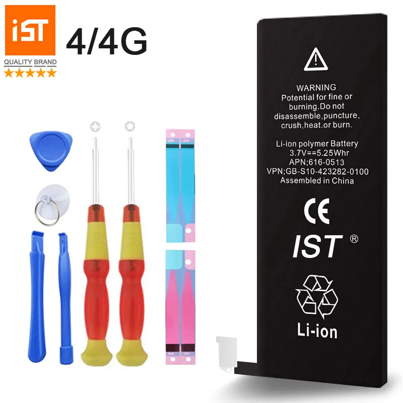 

100% IST Original Mobile Phone Battery For iphone 4 4G Real Capacity 1420mAh With Repair Tools Kit And Battery Sticker