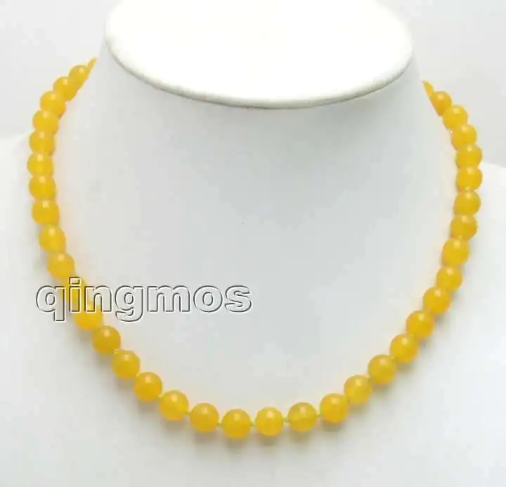 8 мм желтый круглый камень 1" Цепочки и ожерелья shipping-nec5647