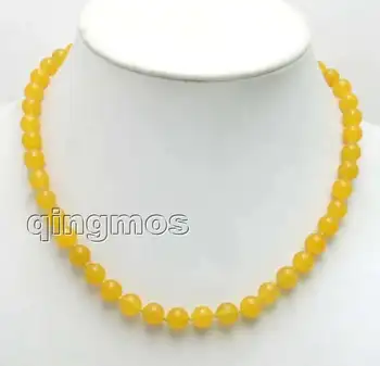

8MM Yellow Round stone 17" Necklace Free shipping-nec5647