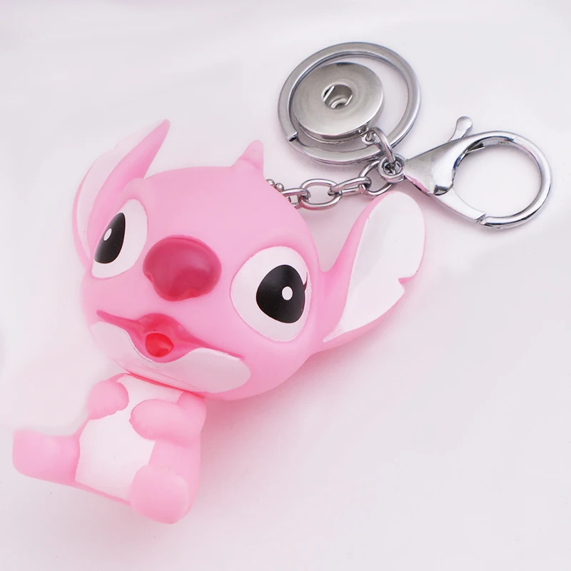 

PINK BLUE Stich 18mm snap button Keyring Key chains DIY JEWELRY Free shipping PK557