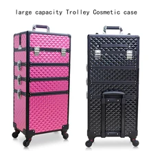 Women large capacity Trolley Cosmetic case Rolling Luggage bag,Nails Makeup Toolbox,Multi-layer Beauty Tattoo Trolley Suitcase