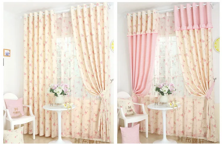 Так красиво! Розовые полосатые занавески для девочек, принцесса, детская комната, спальня, бежевые Цветочные хлопковые шторы