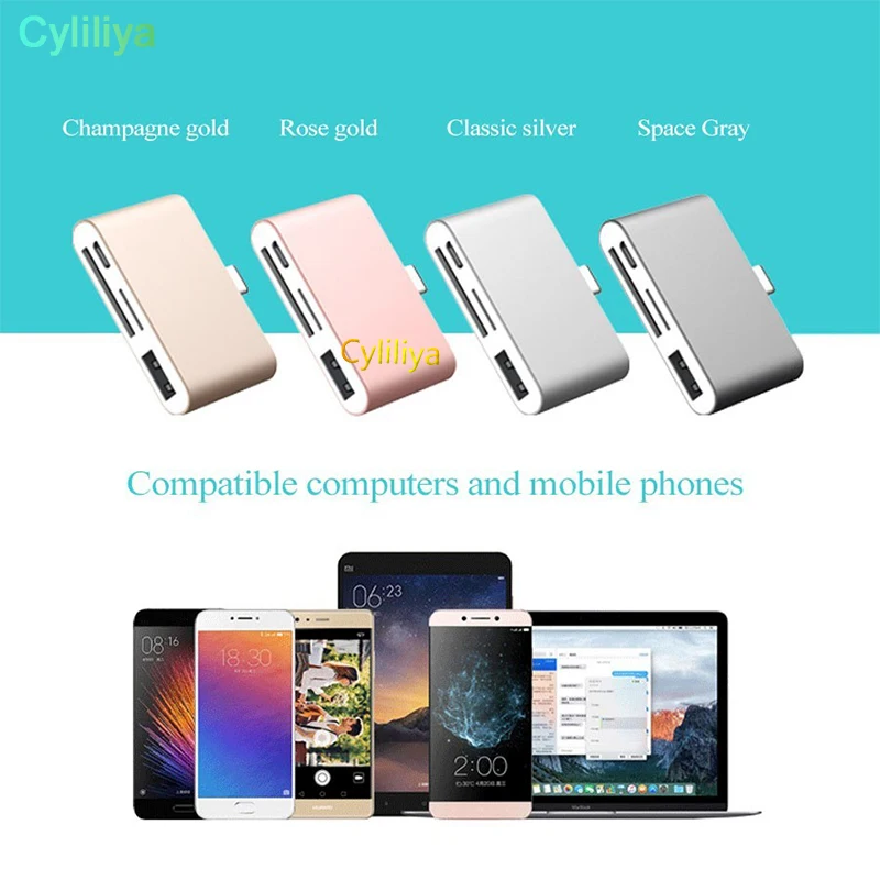 100 шт. usb type-C адаптер для чтения карт памяти адаптер USB Micro usb TF SD карта type C концентратор с OTG для Macbook air Pro Tablet