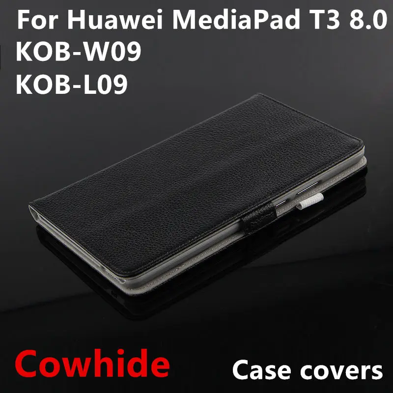 Case Cowhide For Huawei Mediapad T3 8.0 Protective Smart Cover Genuine Leather kob-w09 l09 Tablet Cases Protector Sleeve covers