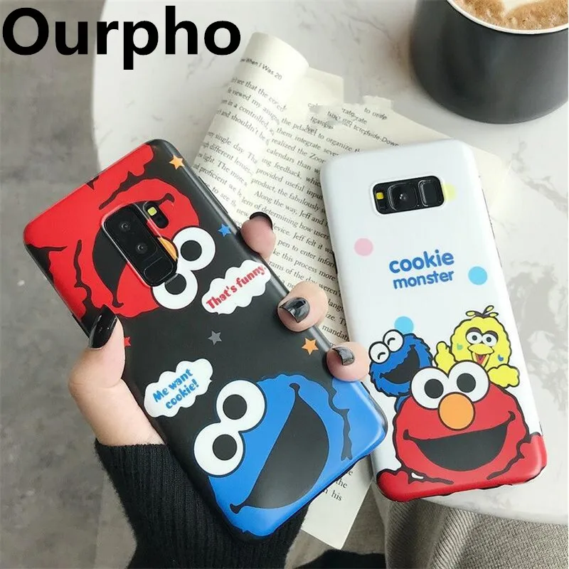 

Ourpho Cookie Elmo Cute Cartoon Phone Cases For Samsung Galaxy S9 S8 Plus S7 Edge NOTE 9 8 Soft Cover For Samsung S9 Plus Case