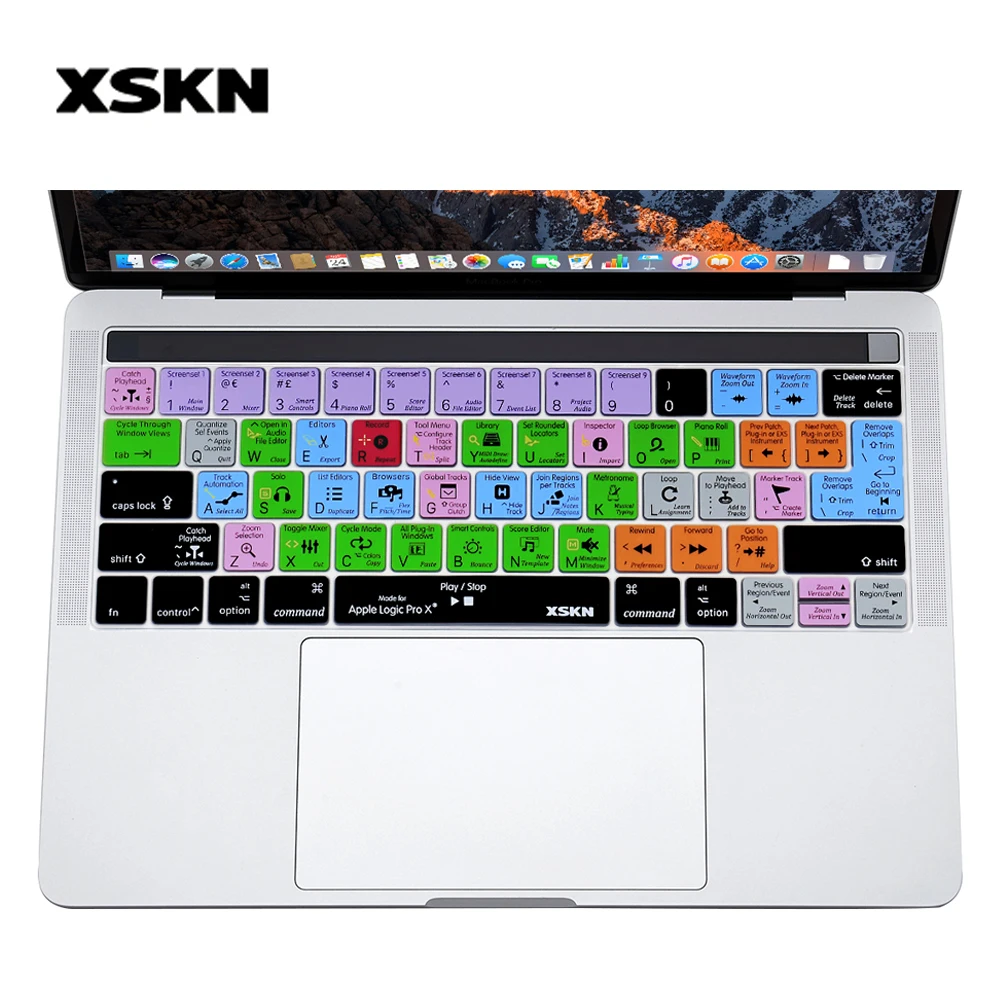 

XSKN for Apple Mac Logic Pro X Hotkey Keyboard Cover Skin for Touch Bar Macbook 13" 15" A1706 A1707 A1989 A1990 (2016-2018) USEU