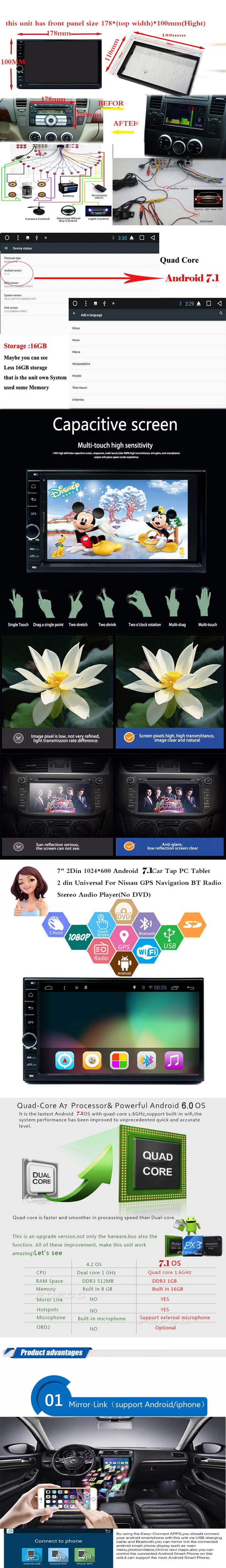 Flash Deal Free Camera Android 7.1 2GB RAM 1024*600 Car GPS 2Din Radio Universal Car DVD Player Double Din Stereo GPS car radio 4G WIFI CAM 1