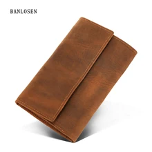 Crazy horse кожаные мужские кошельки, винтажный кошелек из натуральной кожи для мужчин, ковбойский топ из тонкой кожи