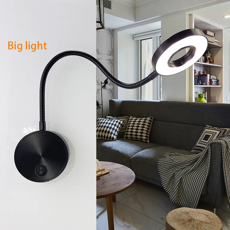 gold wall lights LED-Hoses-Wall-Light 5W 360° Flexible bedroom with switch in LEDs Selfie Ring Light Indoor wall Lapms For Makeup Bedside Reading sconce light fixture Wall Lamps