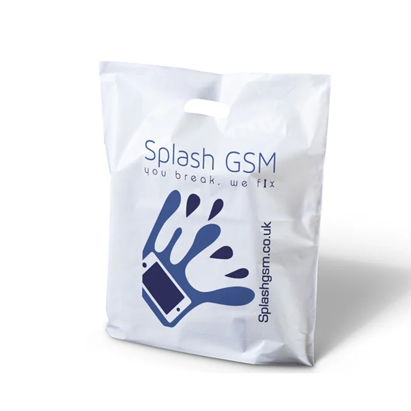 

wholesales 500pcs/lot custom logo economical white plastic packaging shopping bag shopper bag for shoes/clothes/gifts/boutiques