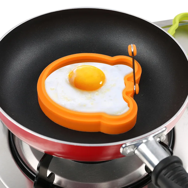 

Handle Animal Cats Form surprise Eggs Love Breakfast Egg Tool rings pancake cutter holder cooker silicone mold