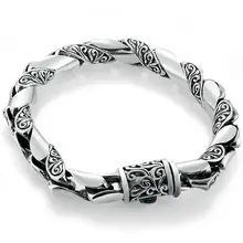 Чистое серебро S925 древней китайской династии Тан цветок цепи& браслет 925 пробы Винтаж ювелирные изделия Фирменная новинка Для мужчин(HY25A