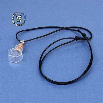 

Fashion Mixed Shapes Glass Wishing Bottle Necklace Adjustable Cowhide Leather Cord Pendant Necklaces for women Gift F70