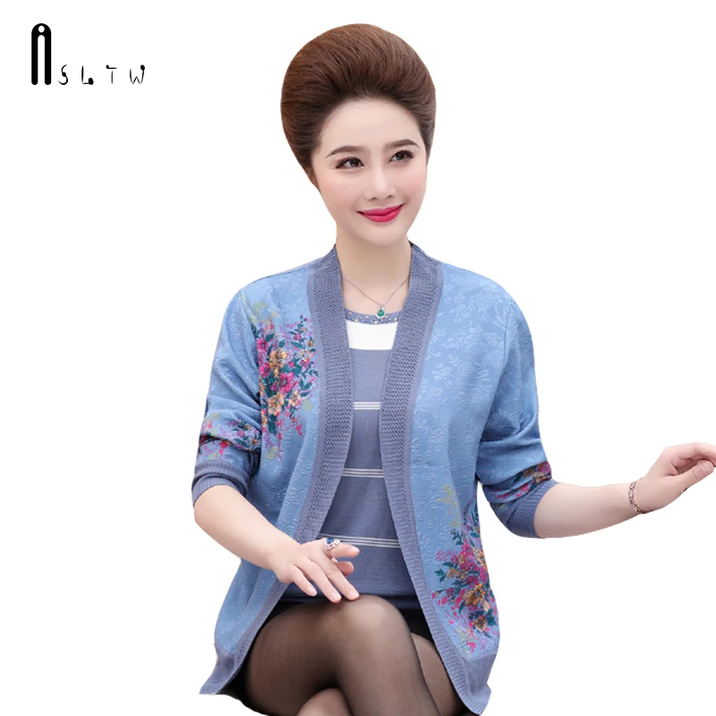 ASLTW Plus Size Real Two Pieces Sweater Set Women New Autumn O Neck Long Sleeve Cardigan + Shirt |