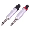 10PCS 6.35mm mono stereo male amplifier microphone TS TRS plug 6.35mm jack plug mono audio connector ► Photo 2/6