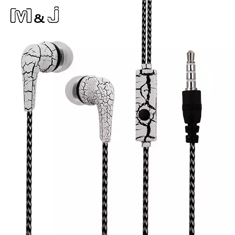 M&J originalni mobilni telefoni slušalke ledene razpoke oblikovanje slušalke z mikrofonom za iPhone slušalke Samsung za xiaomi