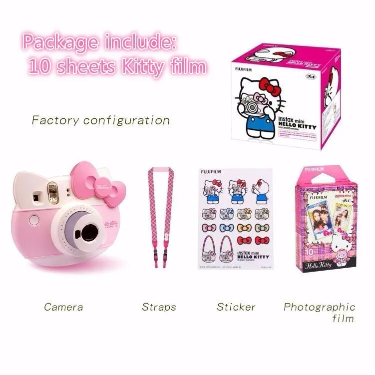 Fujifilm Instax Mini HELLO KITTY мгновенная камера Fuji 40 Юбилейная пленка, фотобумага One Time Shot с 10 листами - Цвет: Pink