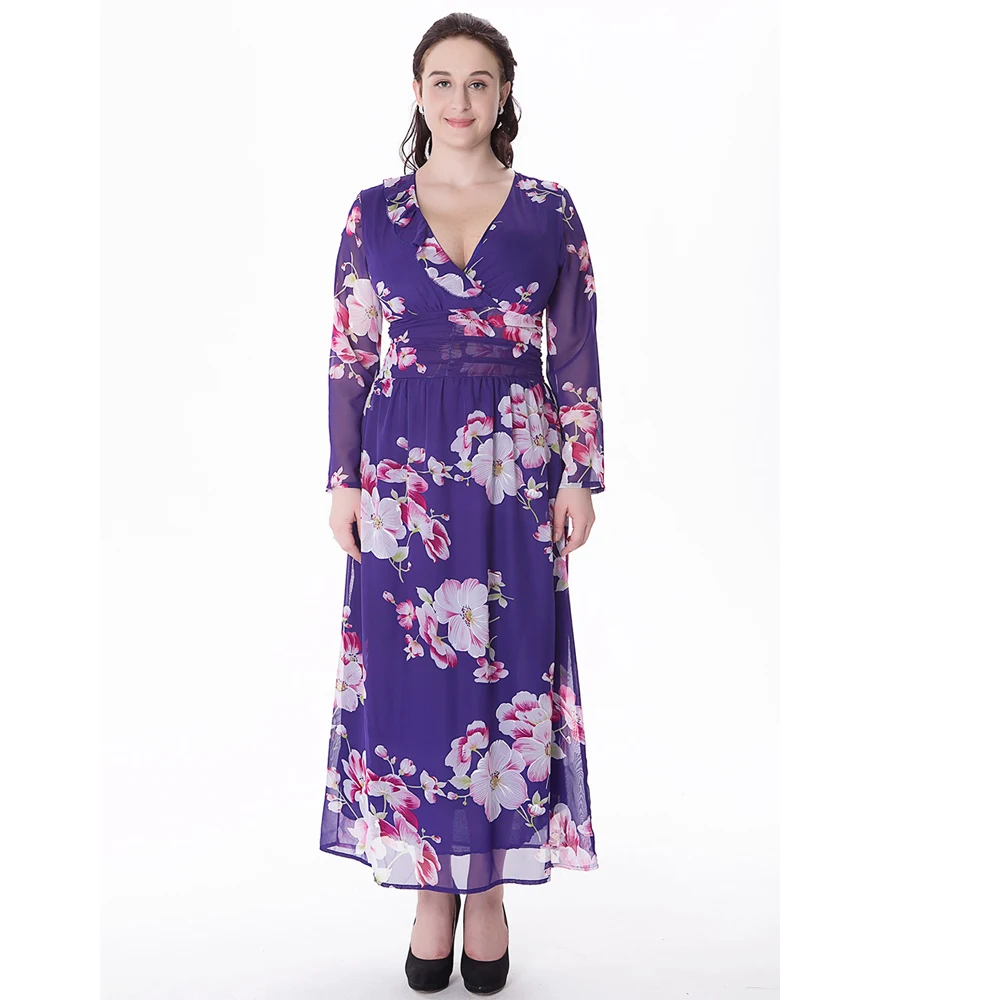 Women Bohemian Autumn Chiffon Long Dresses Plus Size Lady Deep V Neck Floral Print Long Sleeve Party Maxi Dress Vestidos long-floral-maxi : image Women Bohemian Autumn Chiffon Long Dresses Plus Size Lady Deep V Neck Floral Print Long Sleeve Party Maxi Dress Vestidos long-floral-maxi