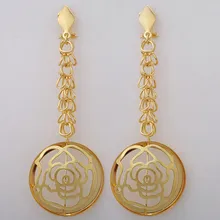 Изысканный Дубай ювелирный набор Модный золотой цвет длинные висячие серьги нигерийский Свадебный ювелирный набор костюм дизайн