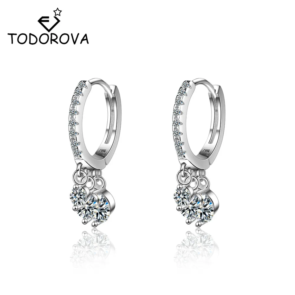Серьги кольца Todorova с фианитами и кристаллами маленькая петля серьги для женщин