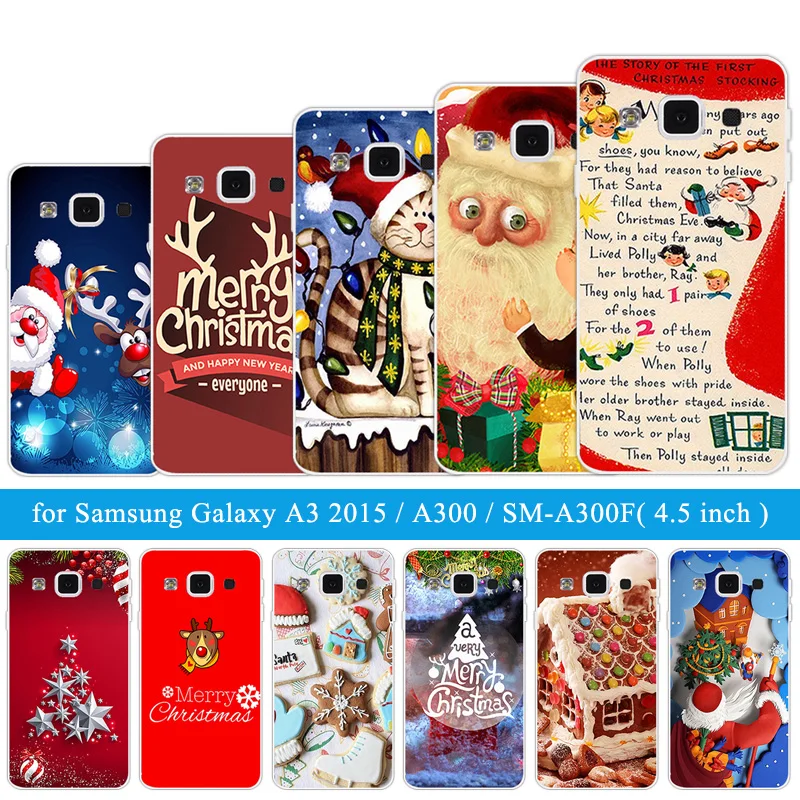 ТПУ мягкий для Samsung Galaxy A3 2015 A300 чехол телефона черный матовый Рождественский с