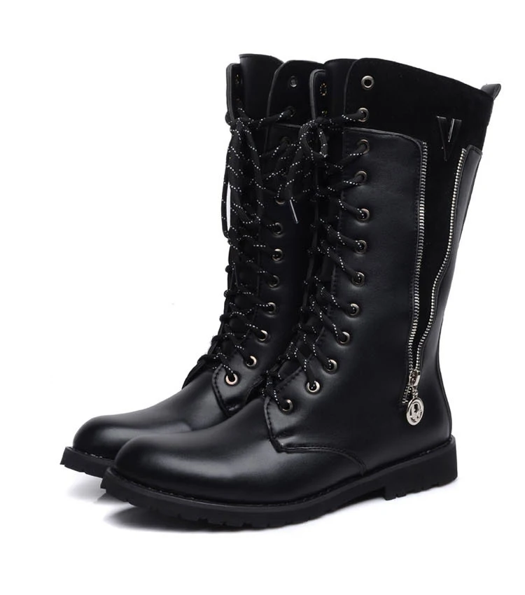 OUDINIAO/армейские ботинки для мужчин; военные армейские ботинки с металлической шнуровкой и пряжкой; мужские панк-сапоги для езды на мотоцикле на молнии; модная мужская обувь в стиле рок