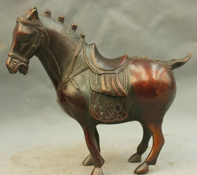 

8'' China Horse Battle Steed Bronze Statue R0712 Discount 35%