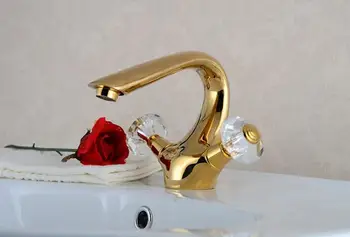 

2016 new Golden Brass crystal handle Bathroom Basin Faucet water faucets hot and cold water sink mixer taps kithcen accessories