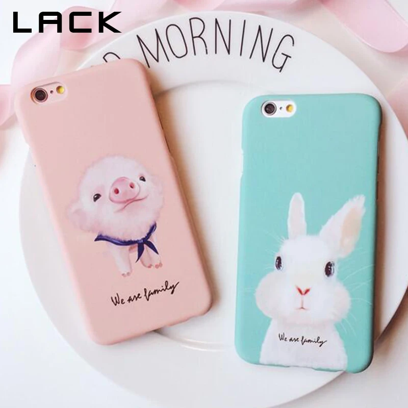 

LACK Cartoon Rabbit Phone Case For iphone XS X 8 7 6 6S Plus 5 5S SE Back Cover Lovely Animal Pig Cases Hard PC Matte Capa Coque