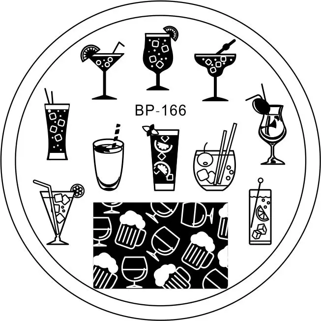 BORN PRETTY дизайн ногтей штамп шаблон фруктовый сок Пиво Сода напитки DIY Изображение маникюрный шаблон штамповка пластины трафарет Инструменты BP-166